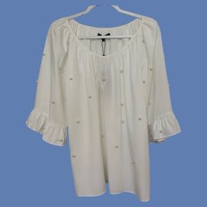 Lior Paris Ivory Bell Sleeve Blouse, Size Small. B56